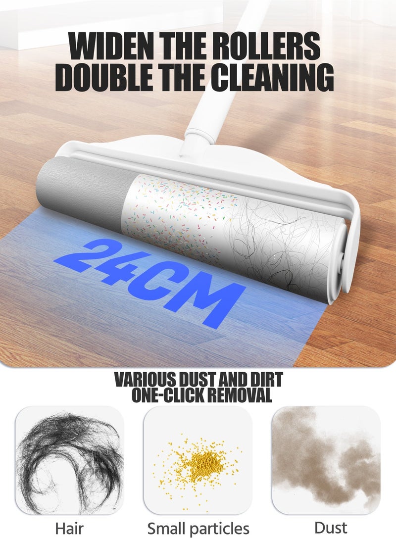 Lint Roller,Large Fluff Roller for Floor Carpet Sofas,Extra Sticky Pet Fur Roller Refill 6-Pack,360 Sheets(24cm/9.5inch) - Image 2
